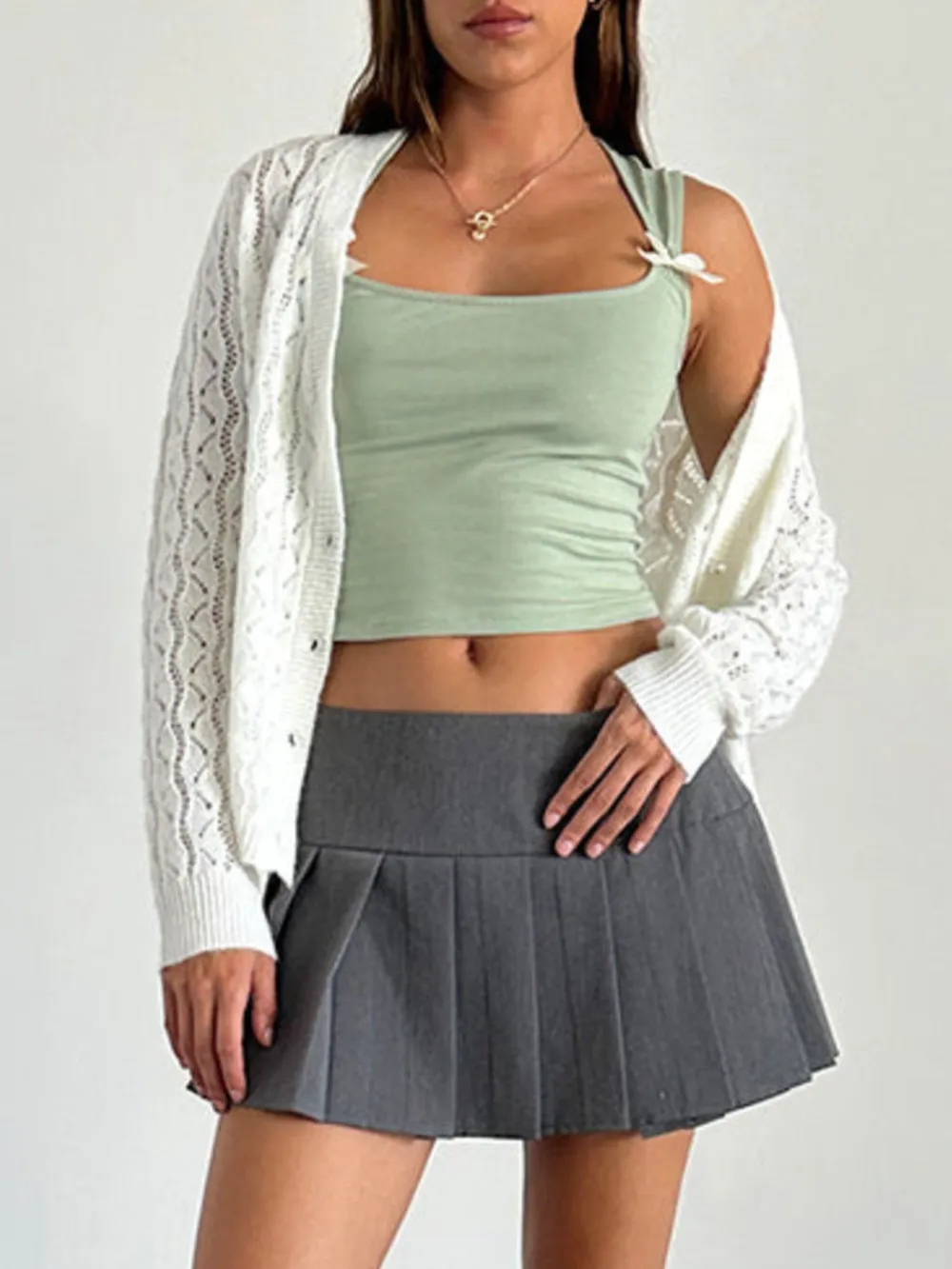 Bow Detail Square Neck Cropped Tank, image 7