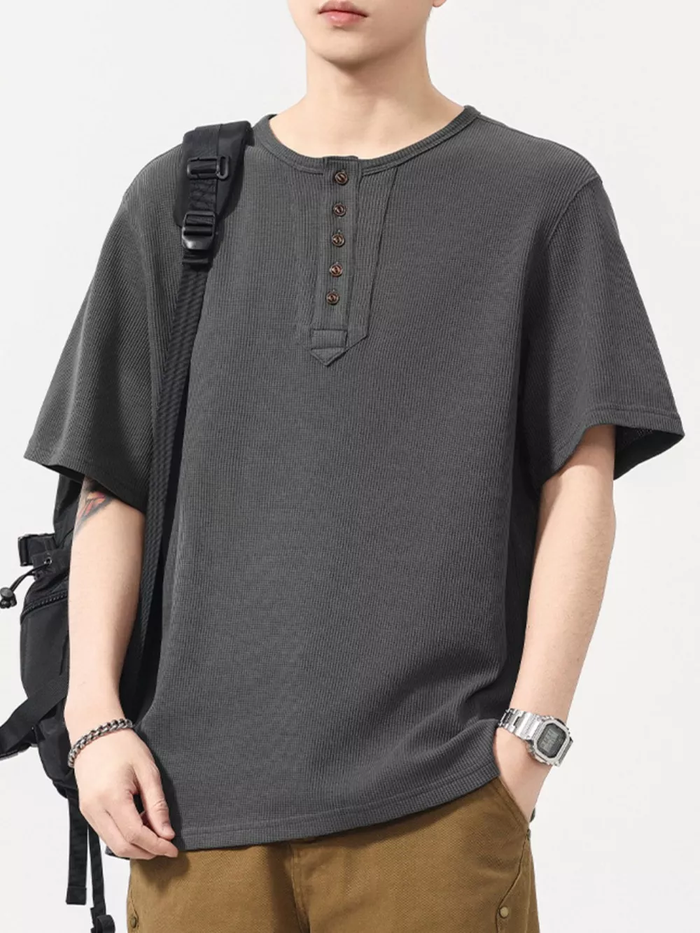 Men's Plus Size Round Neck Short Sleeve T-Shirt, image 4