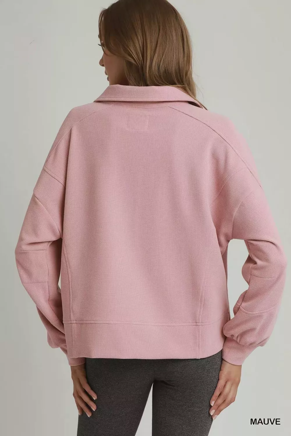 Brushed Waffle Polo Collared Pullover, image 4