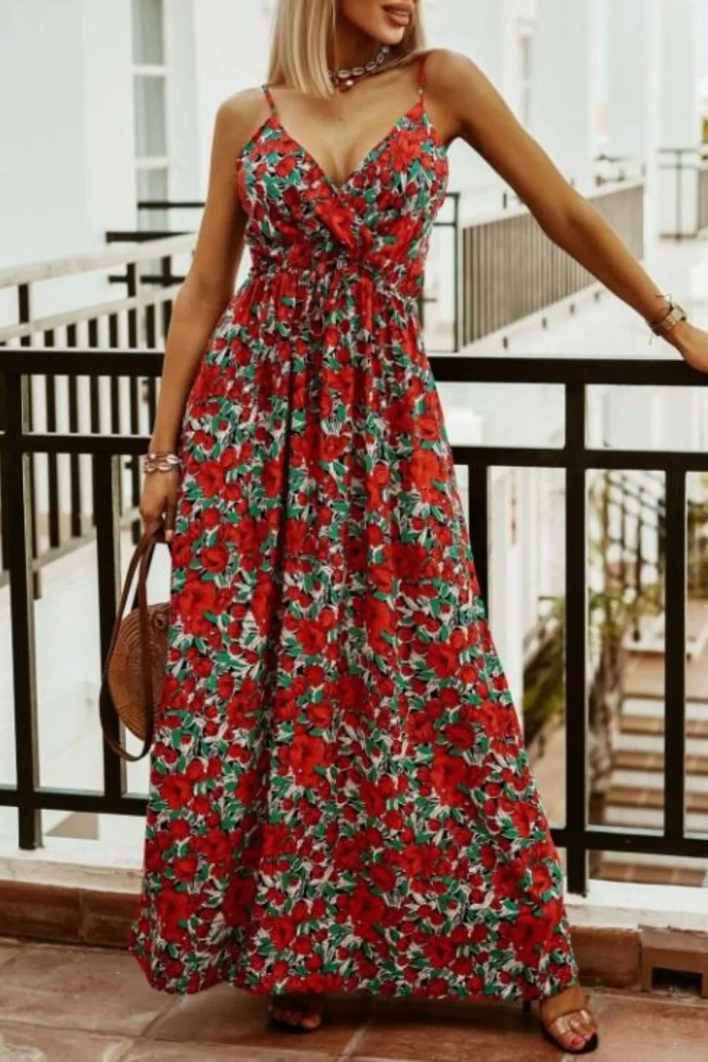 Printed Spaghetti Strap Maxi Dress, image 13