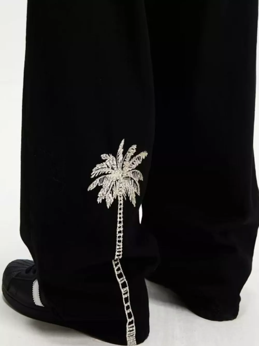 Men's Embroidered Palm Tree Wide Leg Jeans, image 4