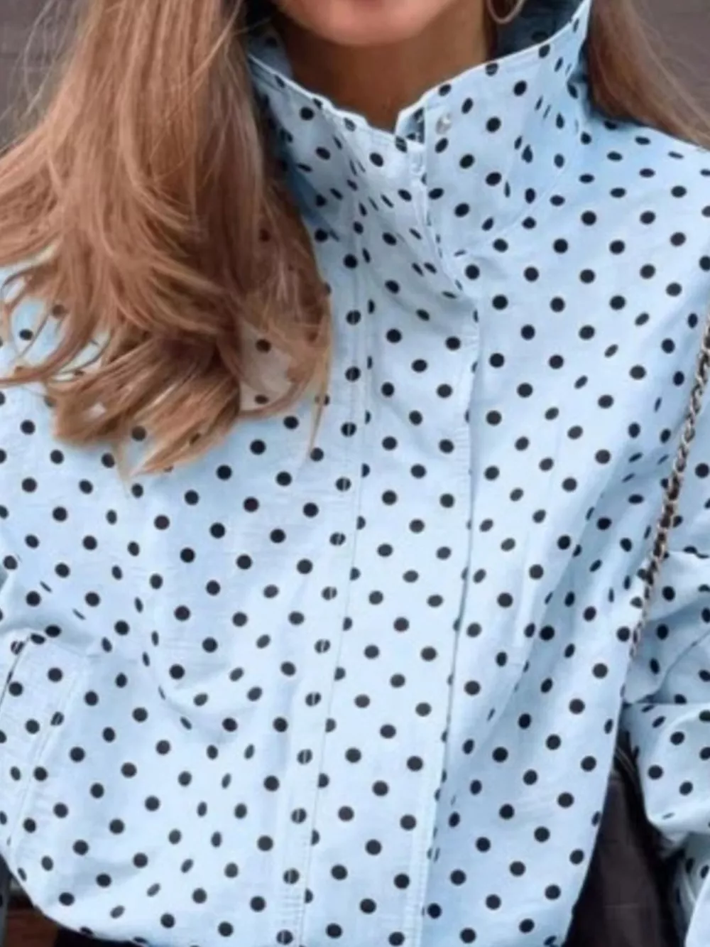 Polka Dot Zip Up Casual Jacket, image 11