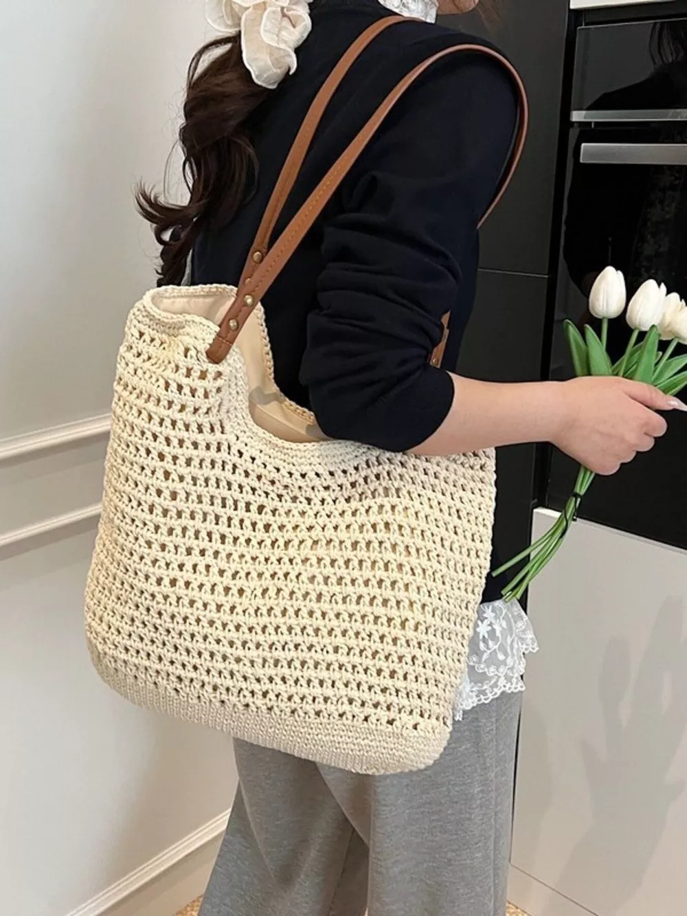 Woven Straw Shoulder Bag