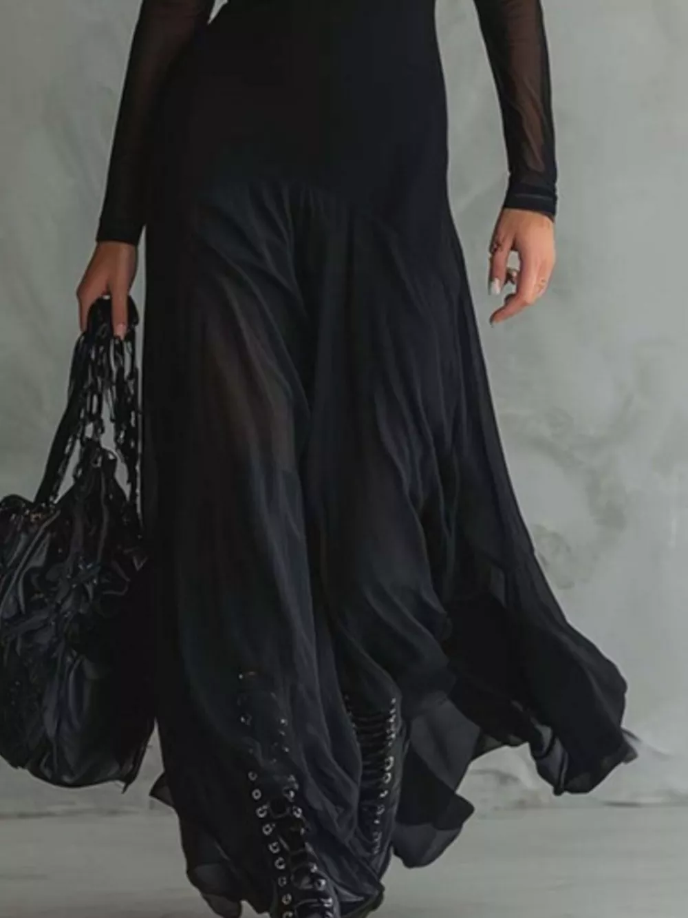 Sheer Mesh Maxi Dress Two-Piece Set, image 3