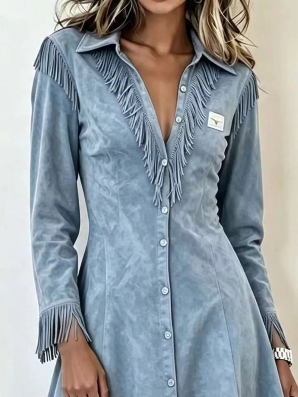 Full Size Fringed Button-Down Outerwear Plus Size, image 3
