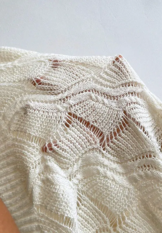 Openwork V-Neck Long Sleeve Sweater, image 9