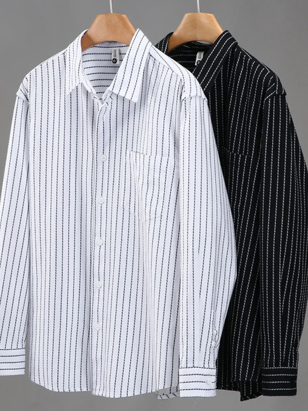 Men's Plus Size Striped Button Up Long Sleeve Shirt, image 7
