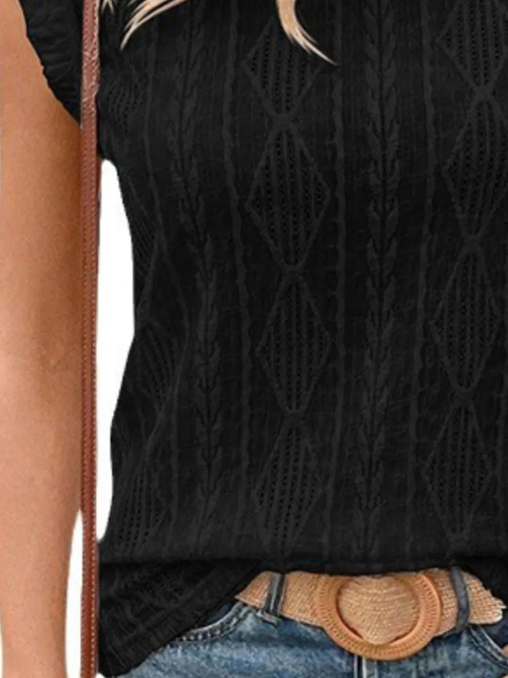 Openwork Round Neck Top, image 12