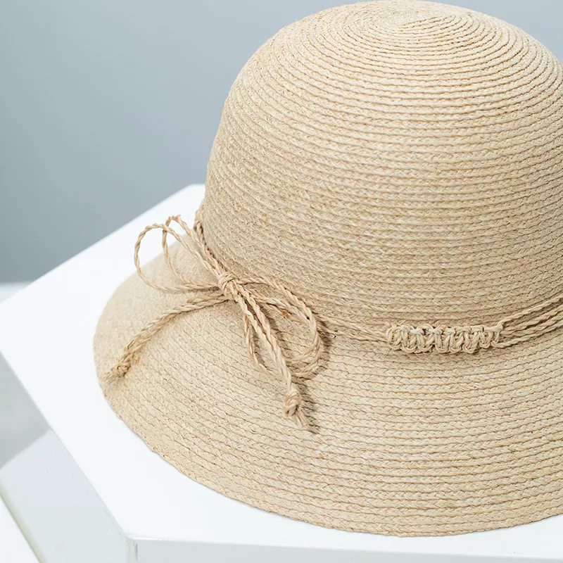 Straw Bucket Hat with Decorative Band, image 3