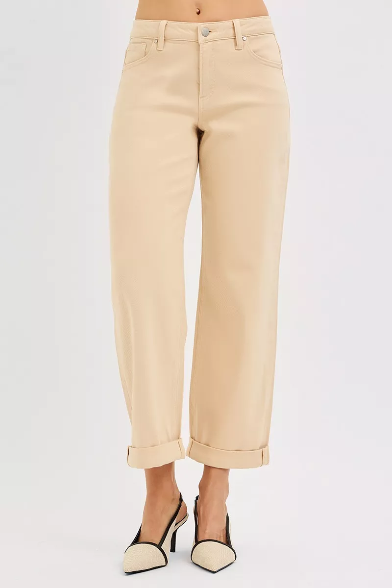 Tummy Control Mid Rise Ankle Barrel Relaxed Baggy, image 3