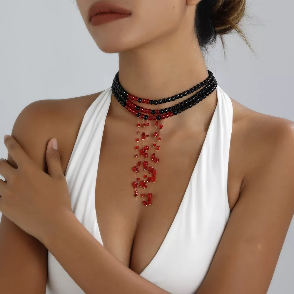 Halloween Multi-Layered Beaded Choker Necklace, image 3