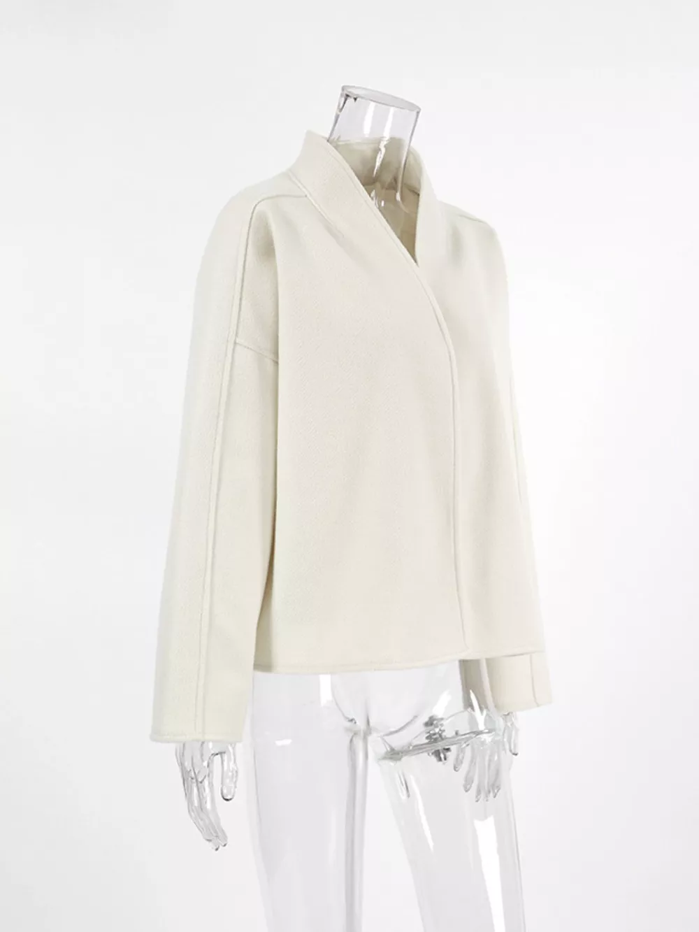 Elegant Stand Collar Open Front Outerwear, image 7