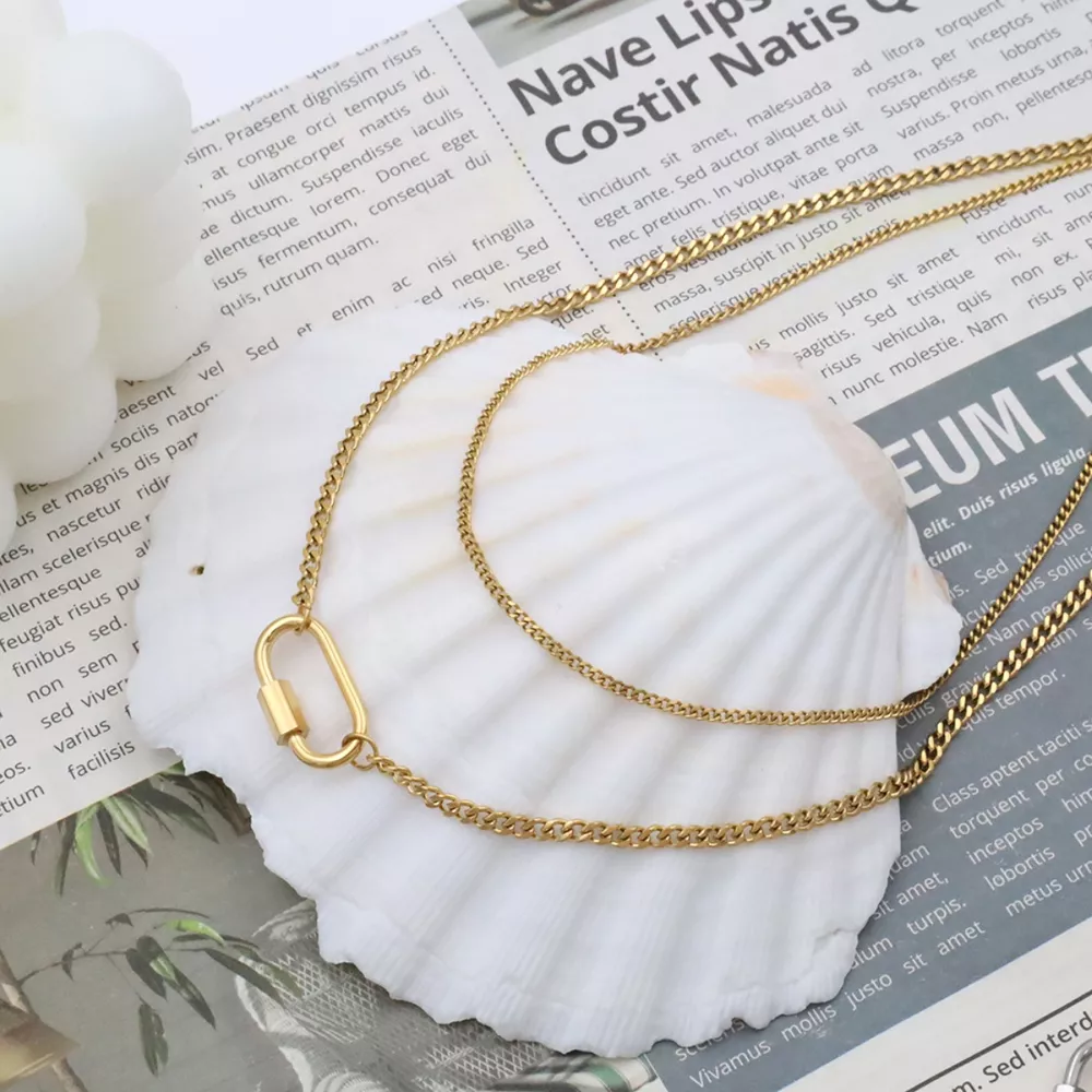 18K Gold-Plated Double Layered Necklace, image 5