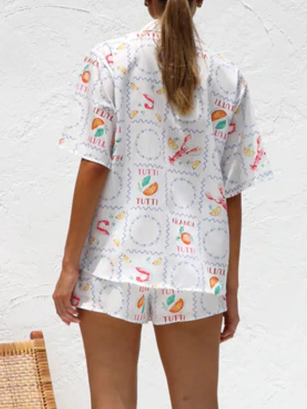 Printed Button Down Short Sleeve Top and Shorts Set, image 4