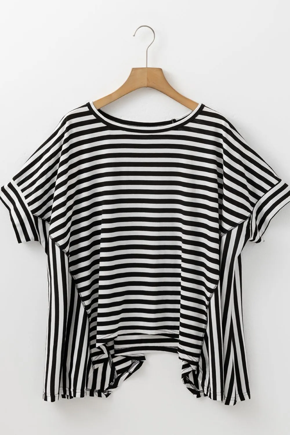 Stripe Batwing Sleeve Round Neck Oversized Top, image 10