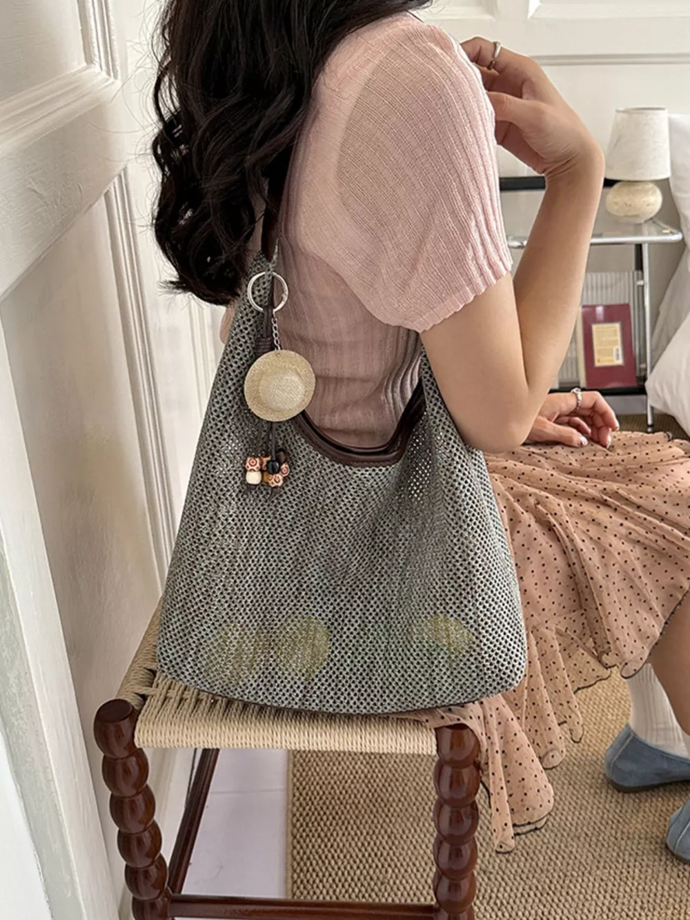 Textured Woven Shoulder Bag, image 2