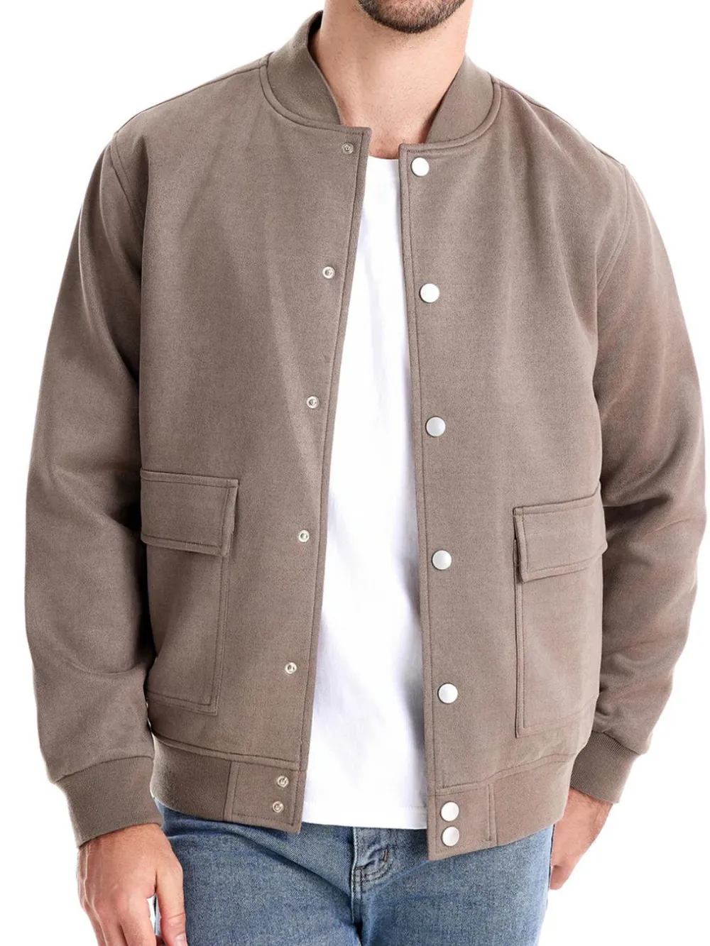 Men's Baseball Collar Snap Down Jacket, image 2