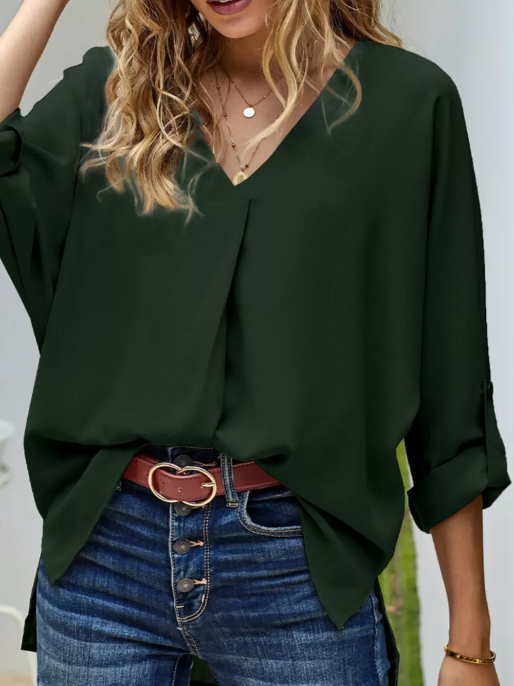 Elegant V-Neck Long Sleeve Blouse, image 5
