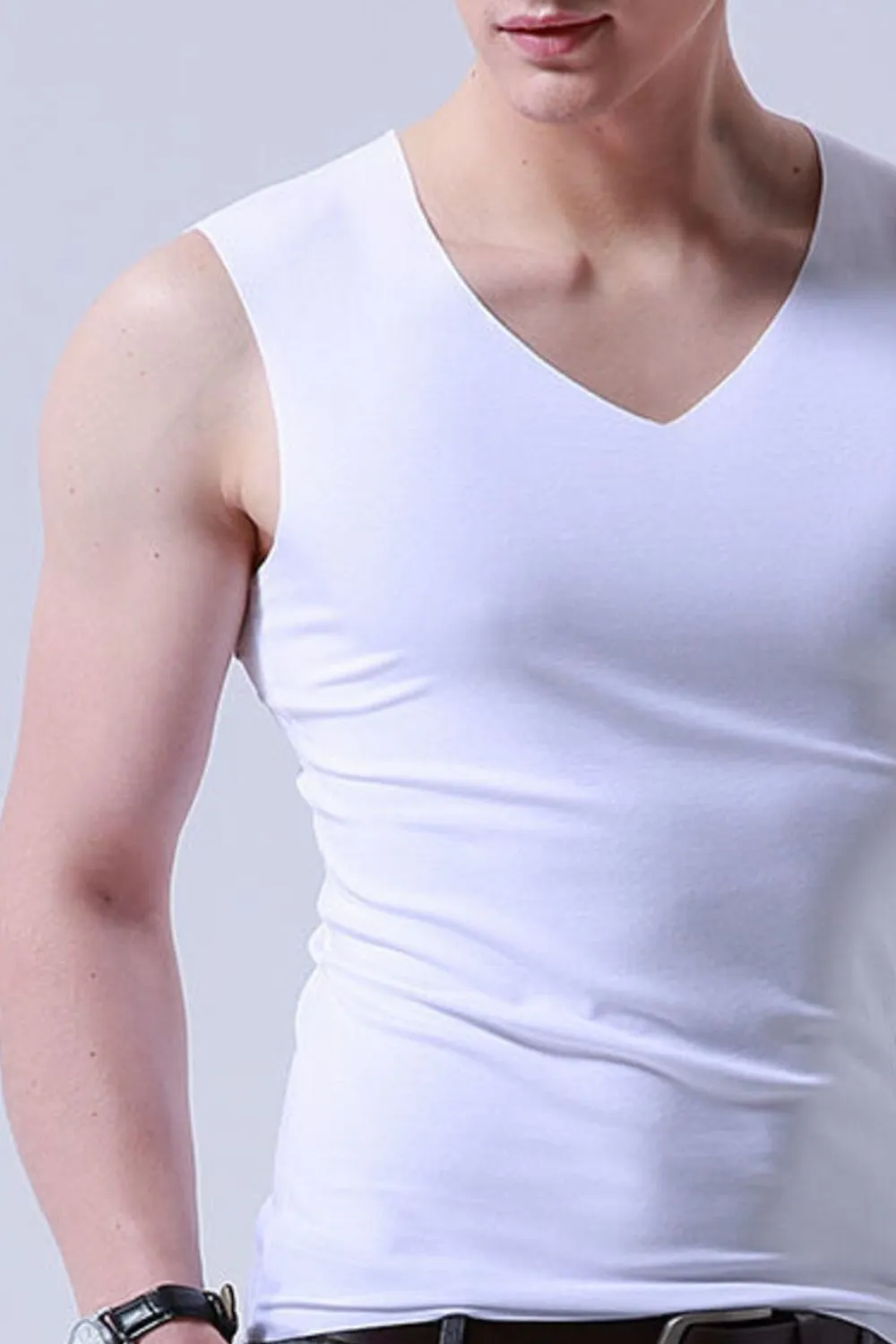 Men's Plus Size Basic Style V-Neck Tank, image 2