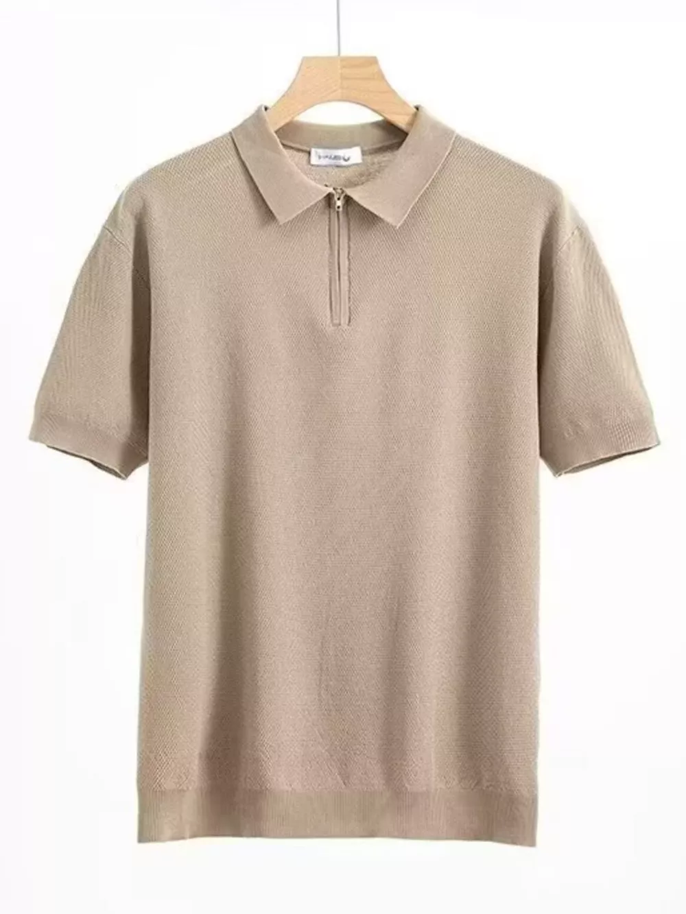 Men's Plus Size Quarter Zip Short Sleeve Polo, image 2