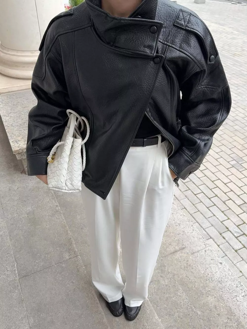 Zip-Up Faux Leather Moto Jacket, image 3