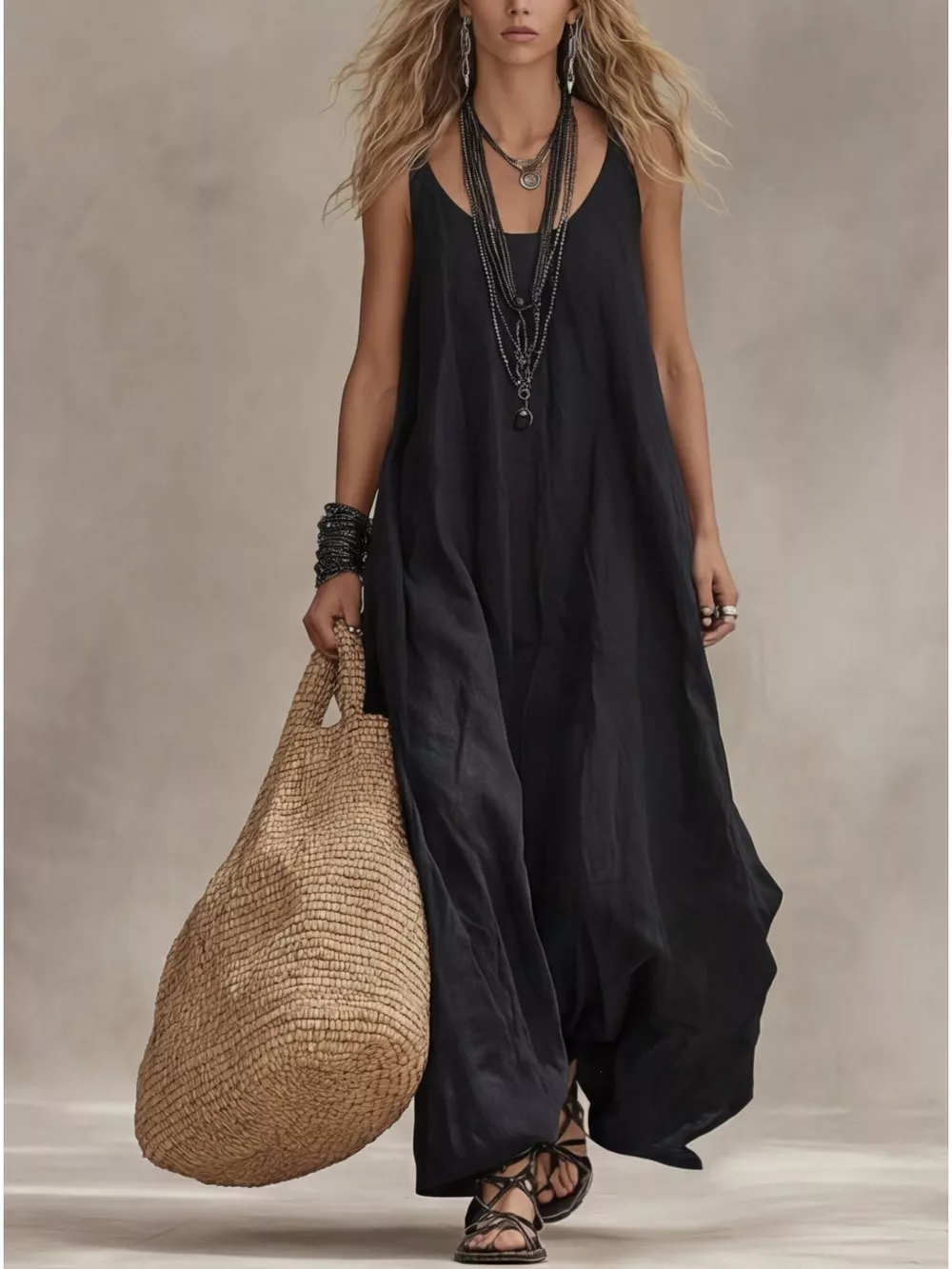 Full Size Scoop Neck Sleeveless Maxi Dress Plus Size, image 6