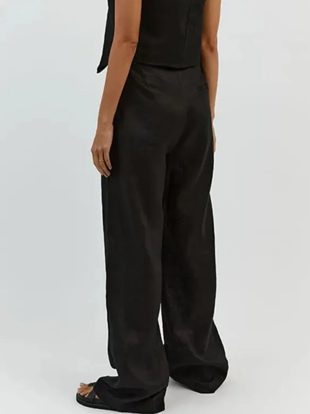 Full Size V-Neck Vest and Wide Leg Pants Set Plus Size, image 10