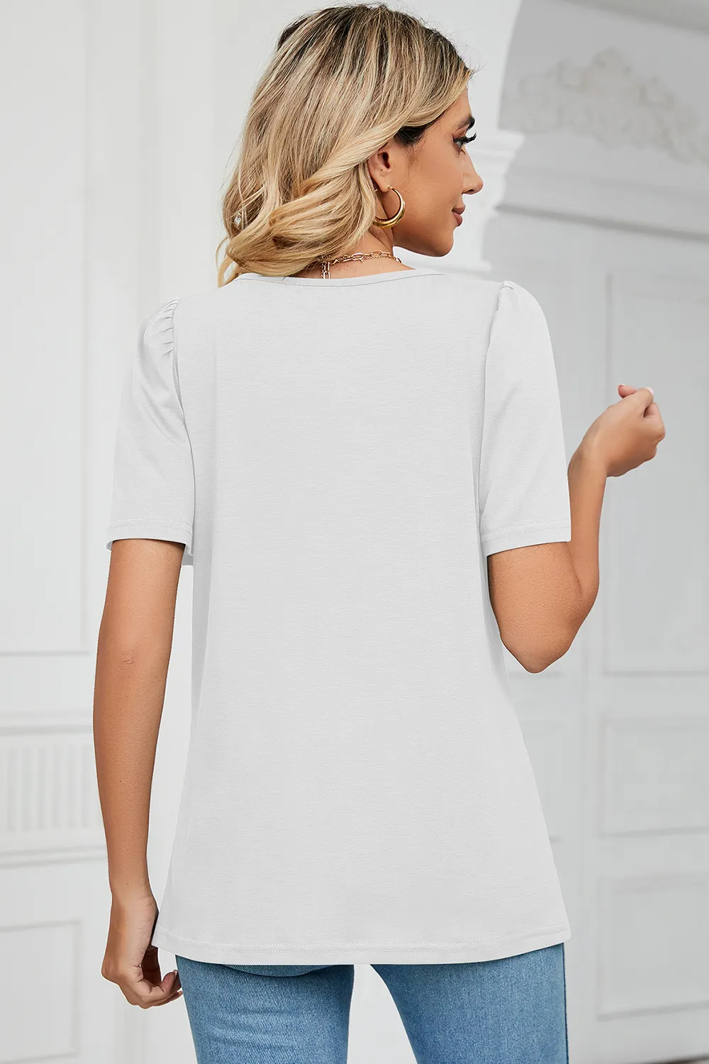 Square Neck Short Sleeve T-Shirt, image 11