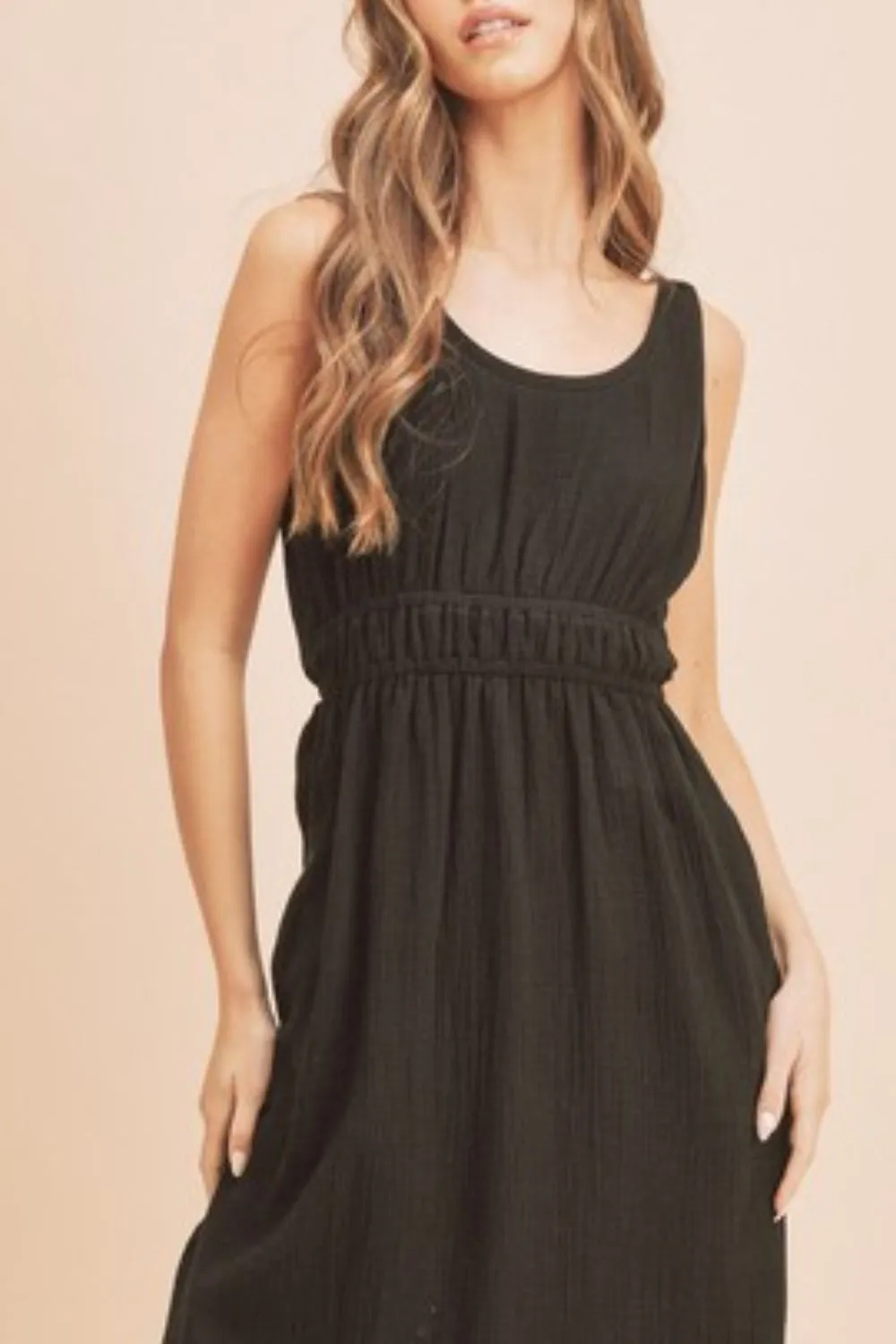 Side Slit Round Neck Sleeveless Tank Dress, image 2