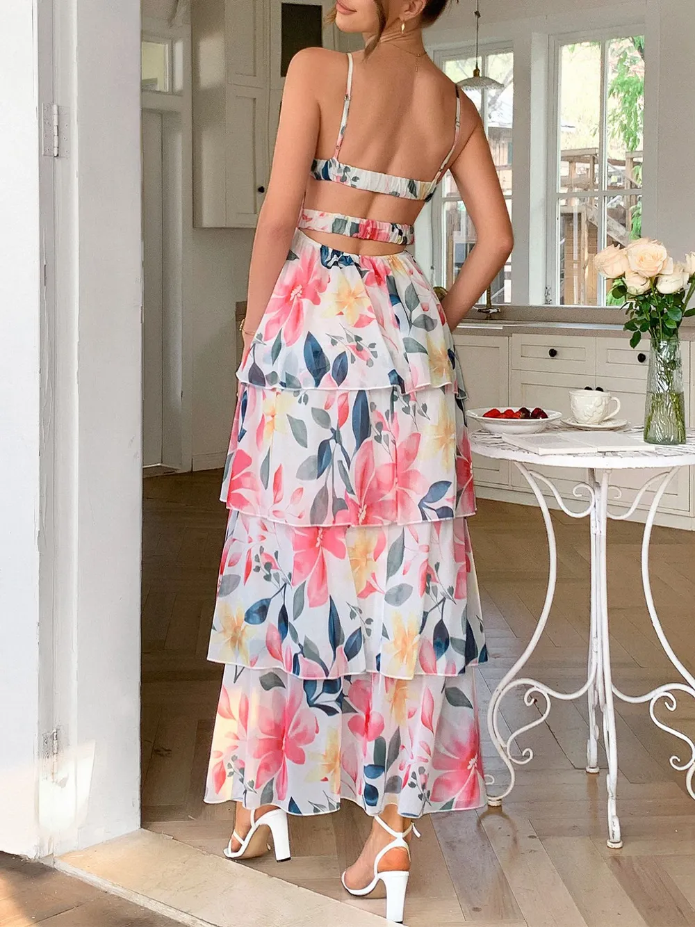 Floral Print Layered Maxi Cami Dress, image 10