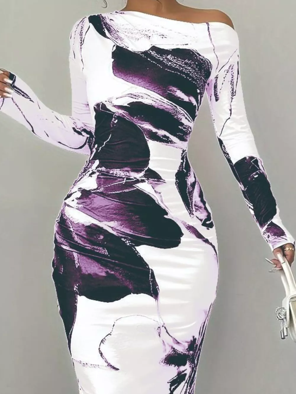 Floral Print One Shoulder Maxi Dress, image 3