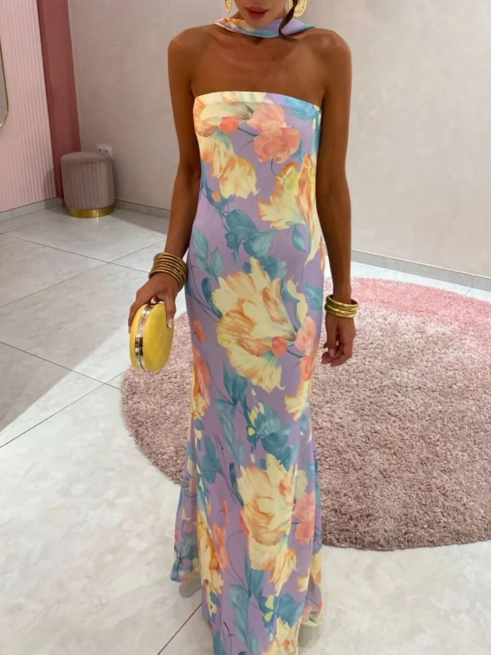 Printed Tube Maxi Dress, image 14