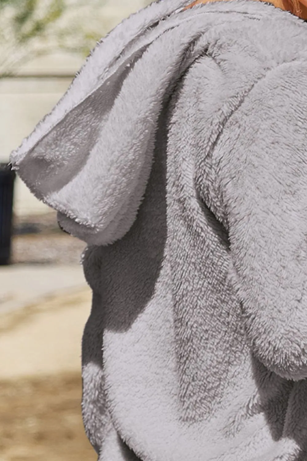 Full Size Teddy Hooded Jacket with Pockets, image 36