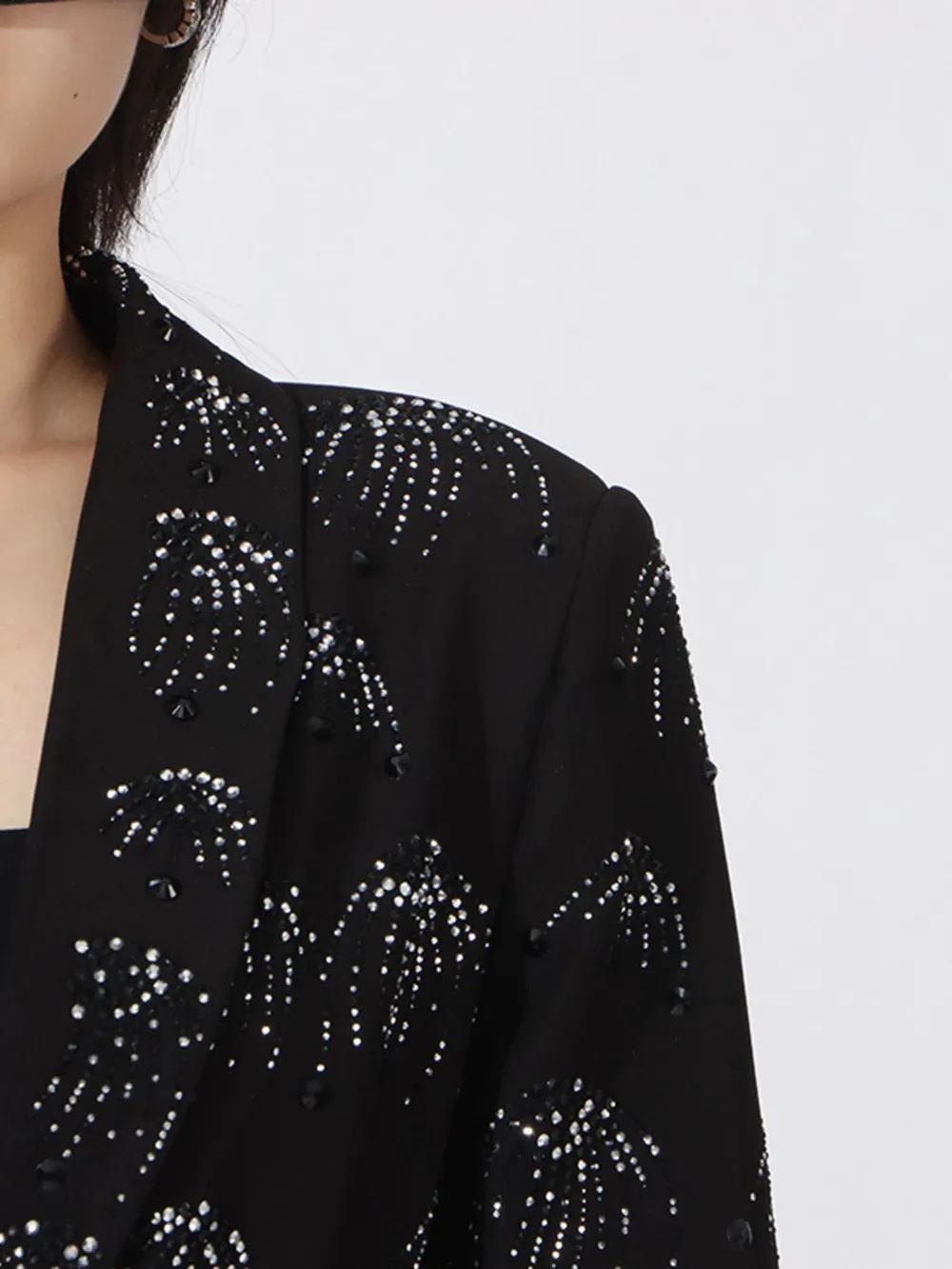 Rhinestone Button Down Long Sleeve Blazer, image 2