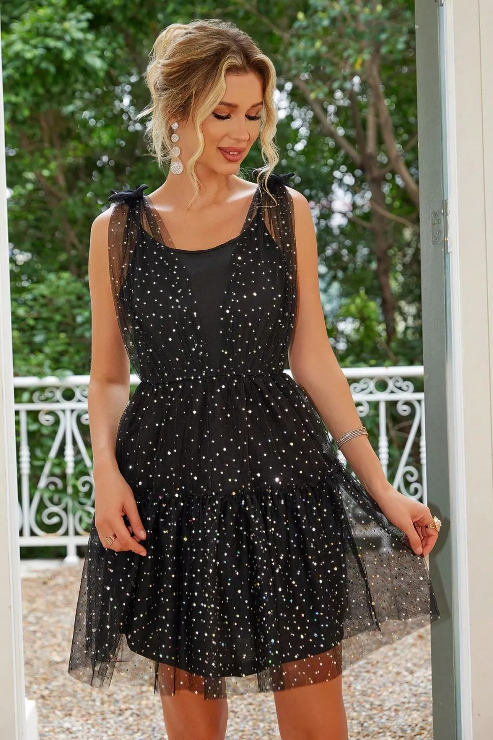 Tied Scoop Neck Mini Cami Dress, image 2