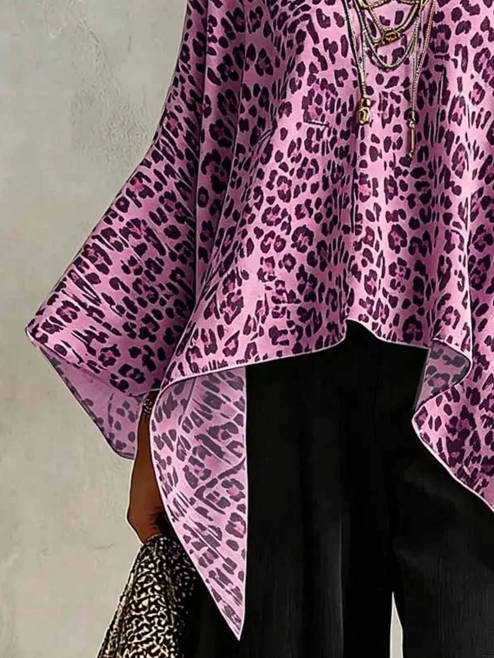 Full Size Leopard Print Asymmetrical Hem Top Plus Size, image 6