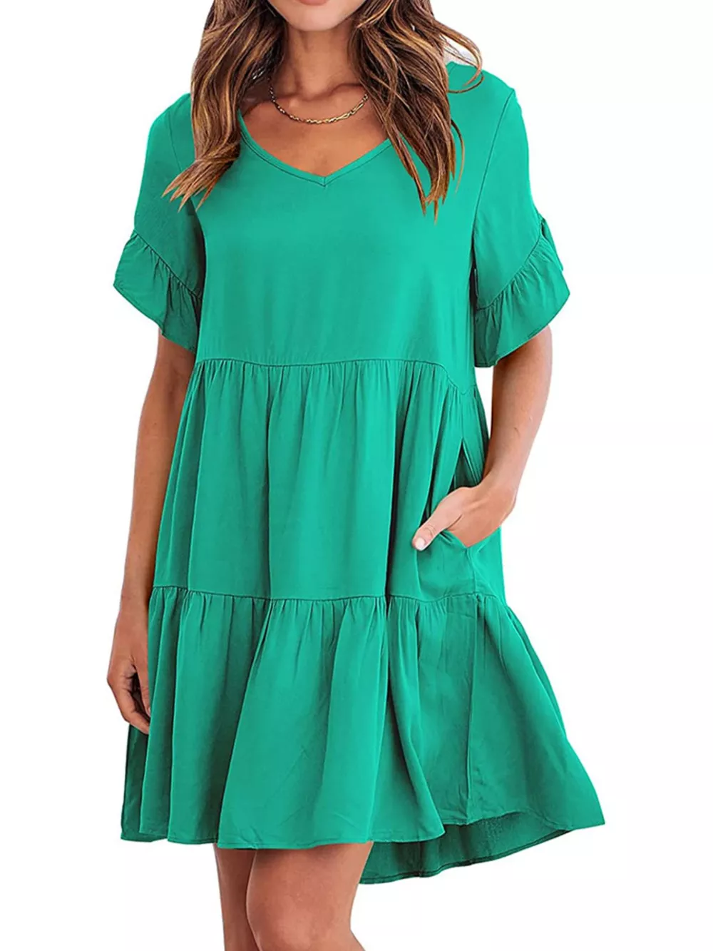 Ruffled Sleeve Tiered Mini Dress, image 15