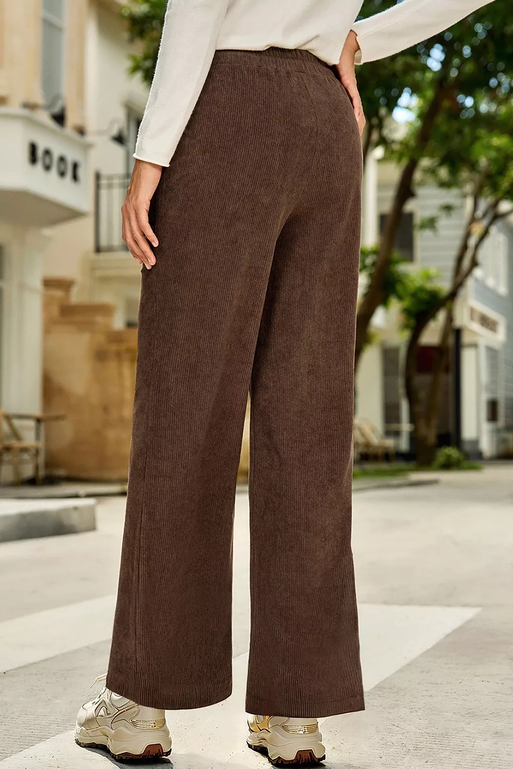 Corduroy Wide-Leg Drawstring Pants, image 13