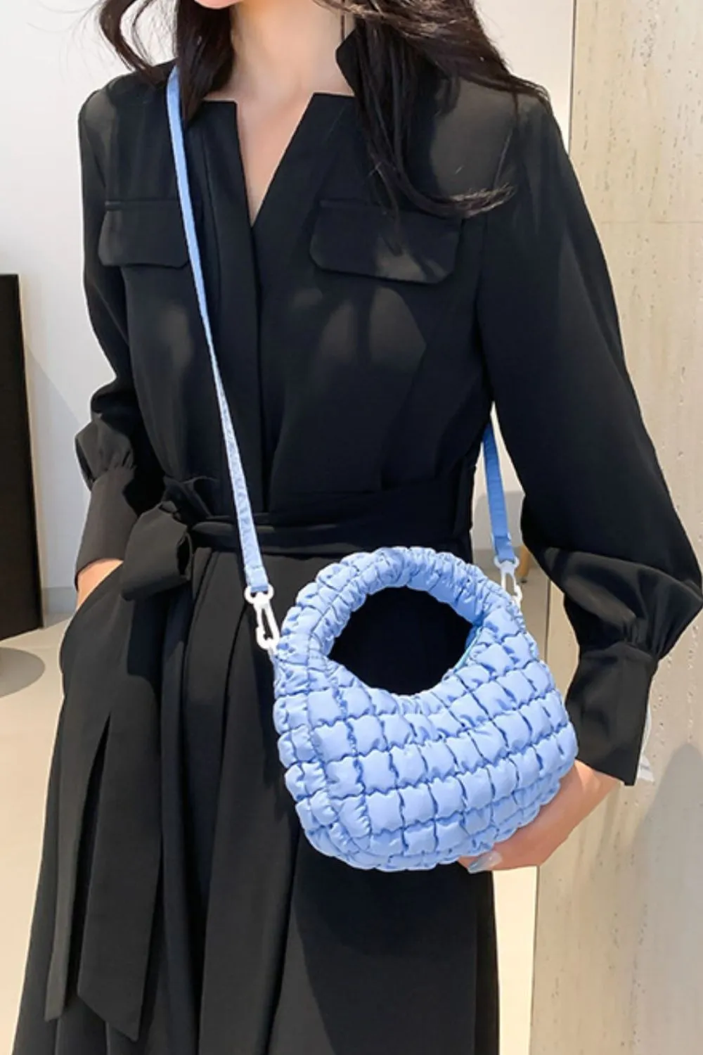 Quilted Puffy Removable Strap Crossbody Bag, image 18