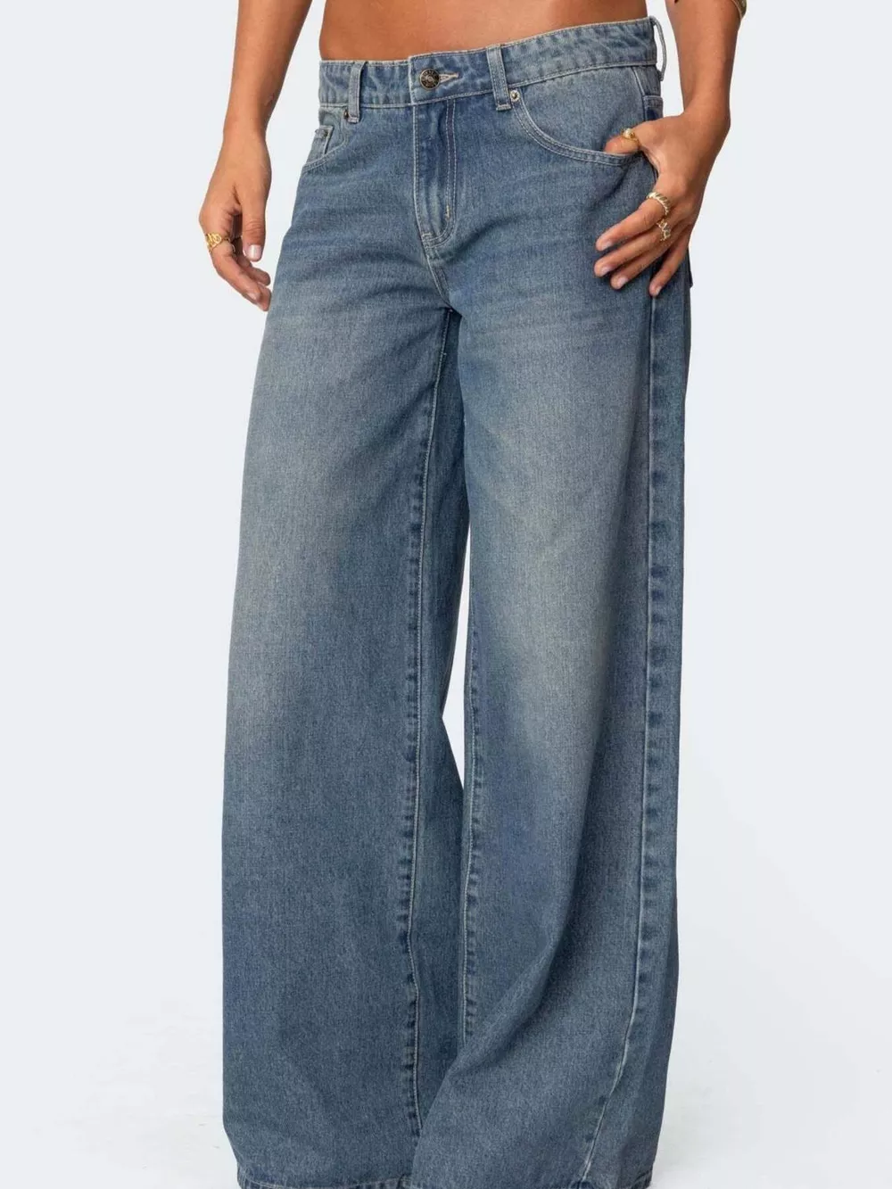 Vintage Wash Wide Leg Jeans, image 3