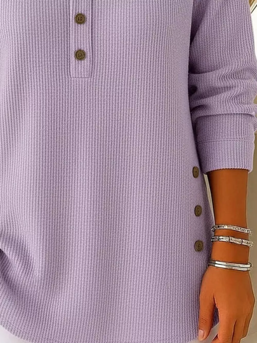 Full Size Button Detail Corduroy Top Plus Size, image 18