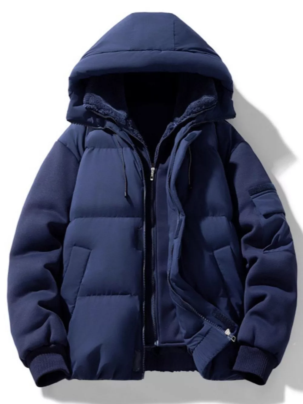 Men's Plus Size Warm Hooded Padded Puffer Jacket, image 5