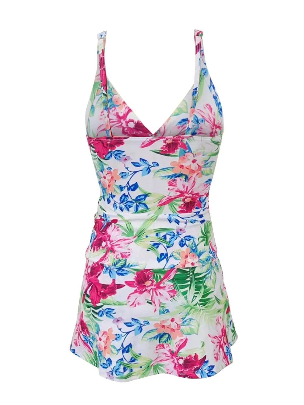 Printed Spaghetti Strap Top and Skirt Swim Set, image 3