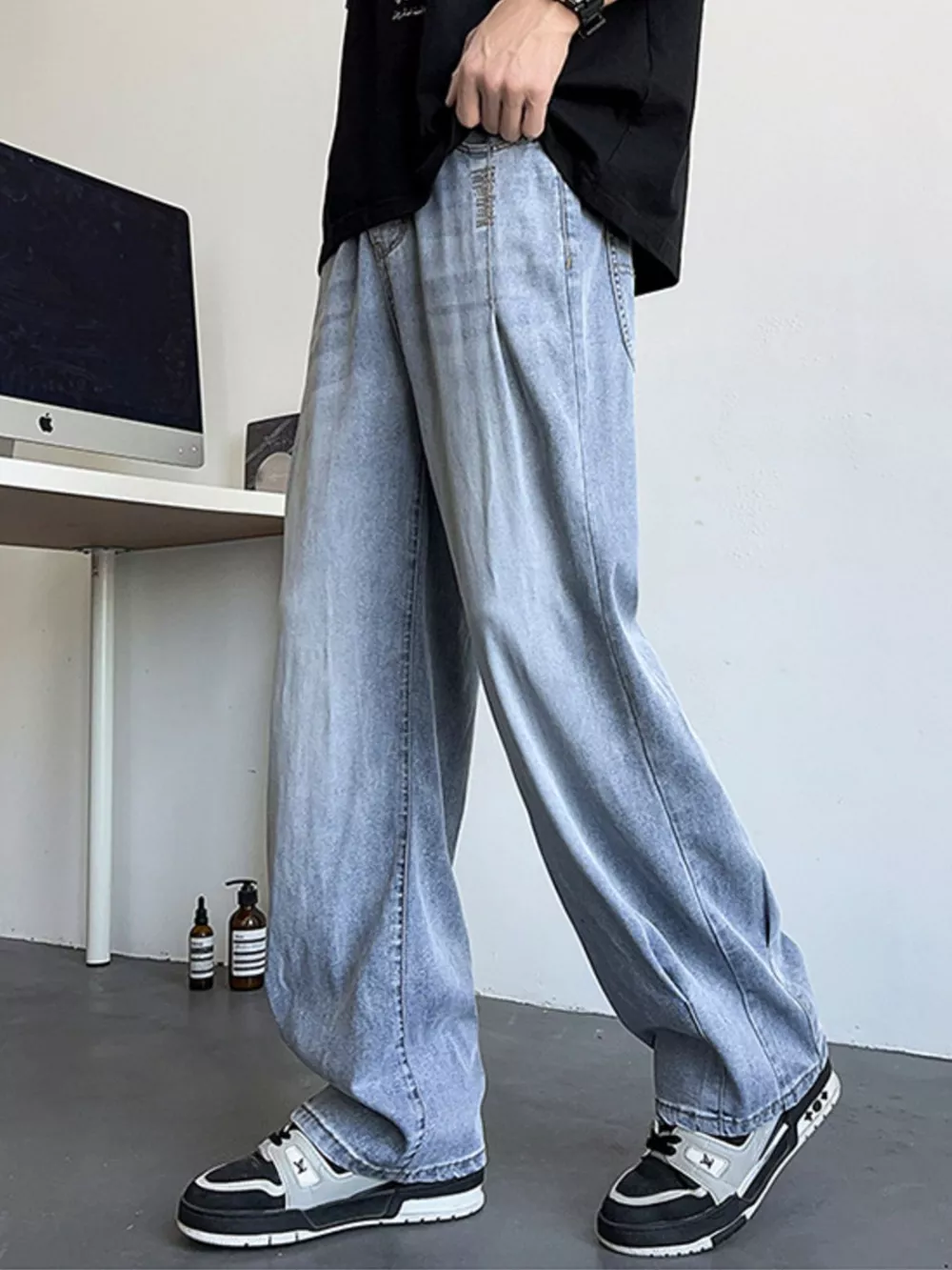 Men's Plus Size Wide Leg Relaxed Fit Jeans, image 4
