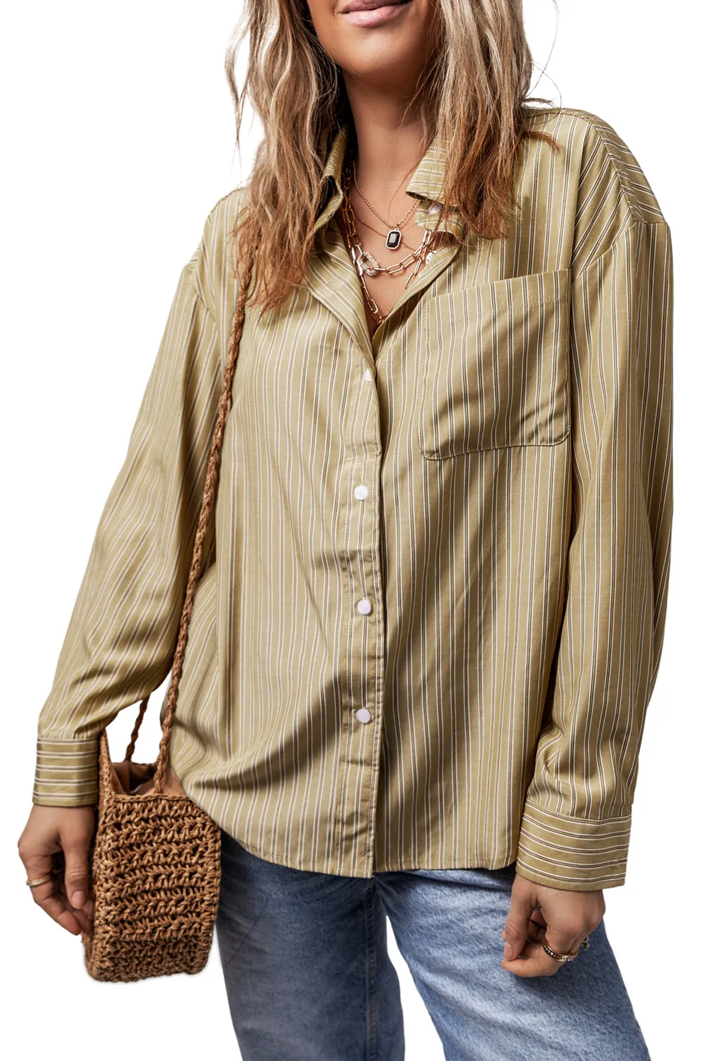 Striped Button Up Long Sleeve Shirt, image 13