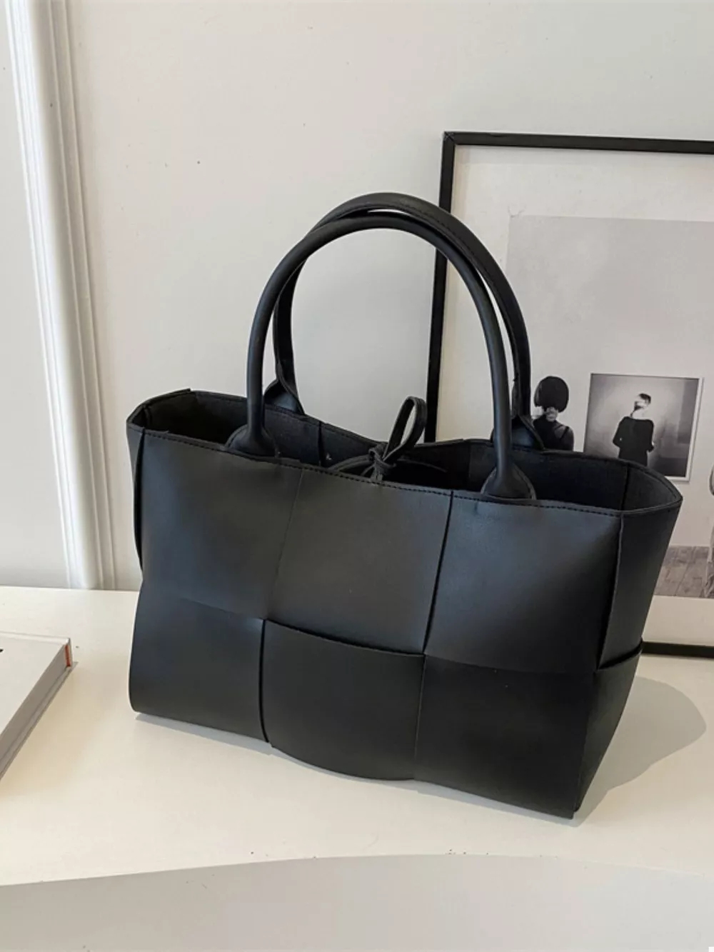 Woven Leather Tote Bag, image 2