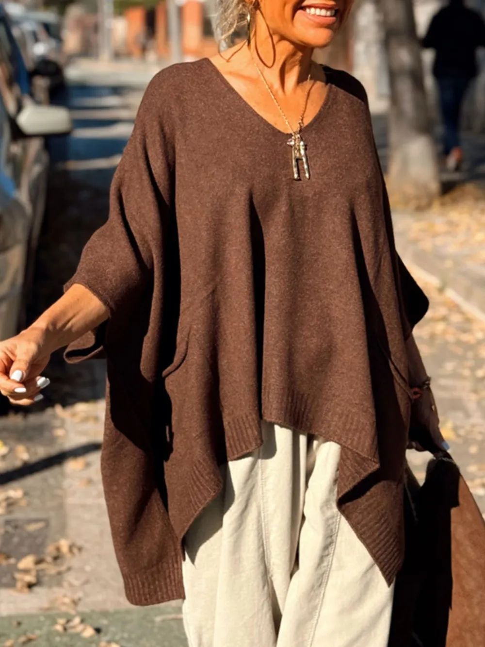 Ribbed Hem V-Neck Sweater, image 17