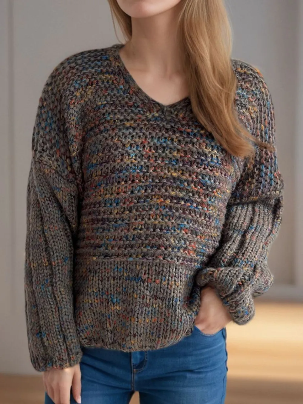 Dropped Shoulder Long Sleeve Sweater, image 10