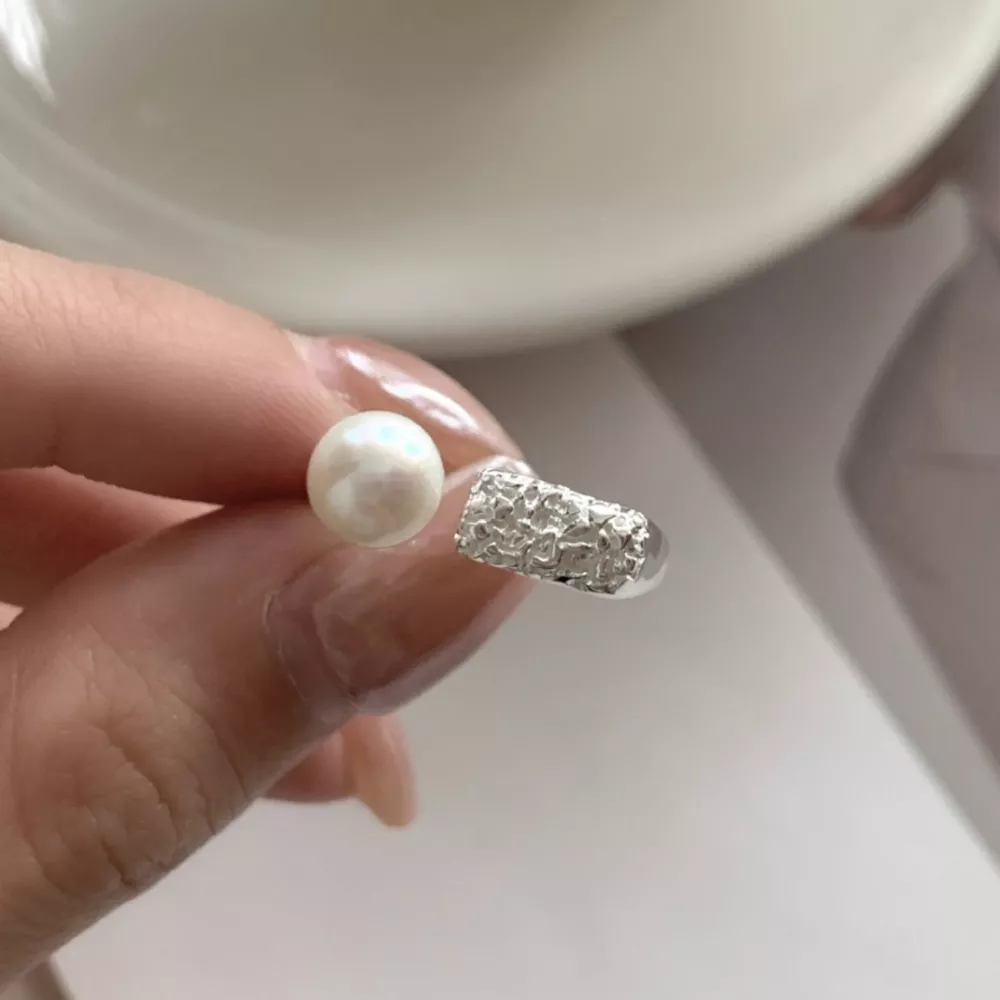 Pearl 925 Sterling Silver Open Ring, image 4