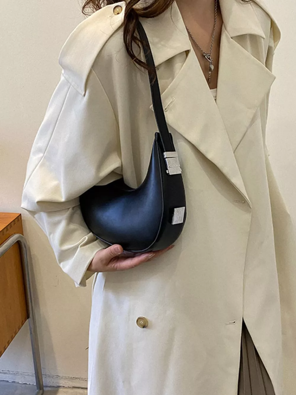 Minimalist Crescent Shoulder Bag, image 5